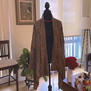 ✅Y2K LINK shawl collar open concept knitwear  in brown & tan color mix 🧶